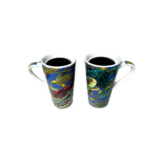 Sea turtle print travel mugs, set of 2